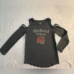 The Children’s Place Black 'Weekend Vibes' Long Sleeve Tee Size S(5/6)